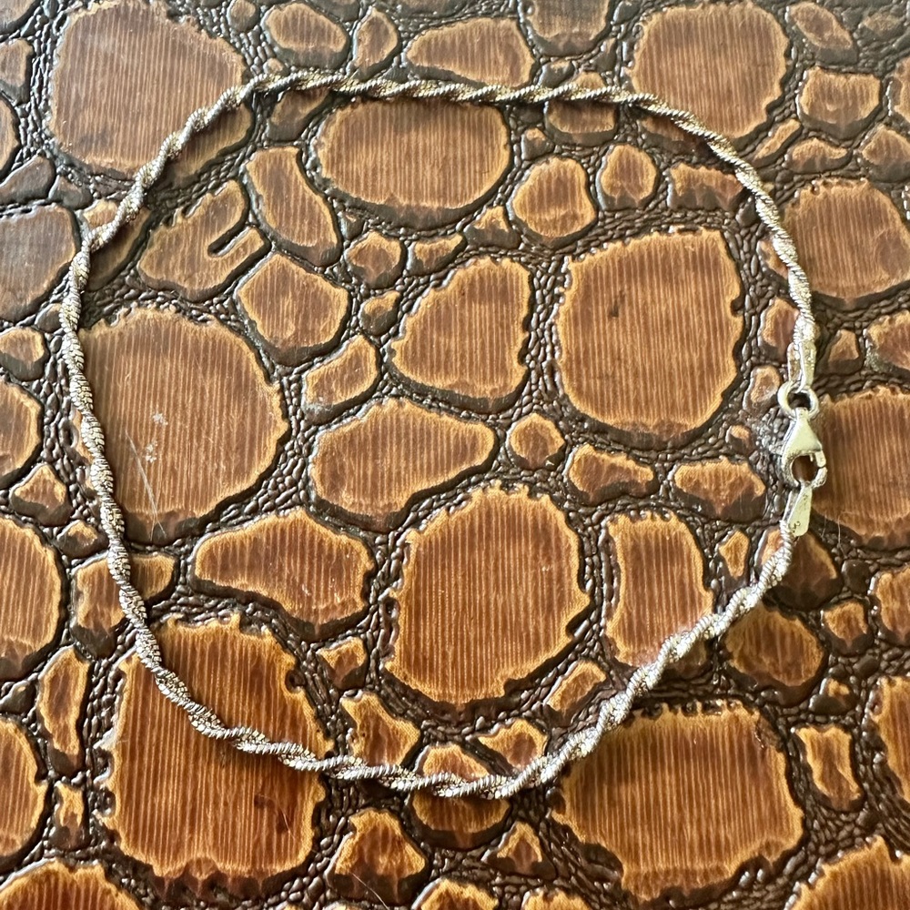 Vintage Italy 925 Sterling Silver 9” Anklet Twisted Rope Chain.